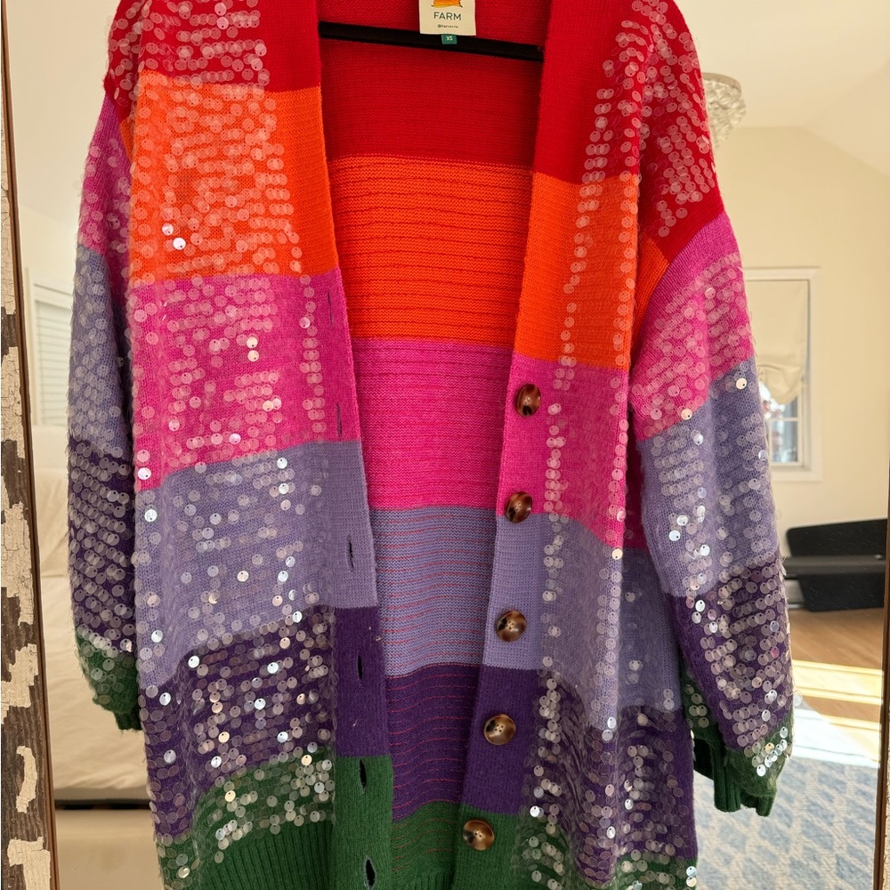 Farm Rio Colorful Sequin Cardigan